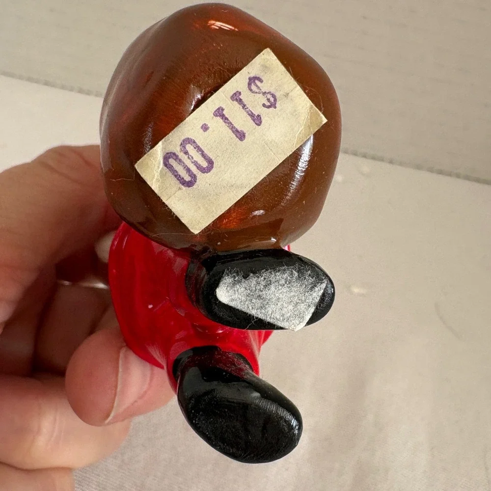 Vintage Ceramic Santa Claus Figurine with Toy Sack‎ and Teddy Bear 3.75 Inch